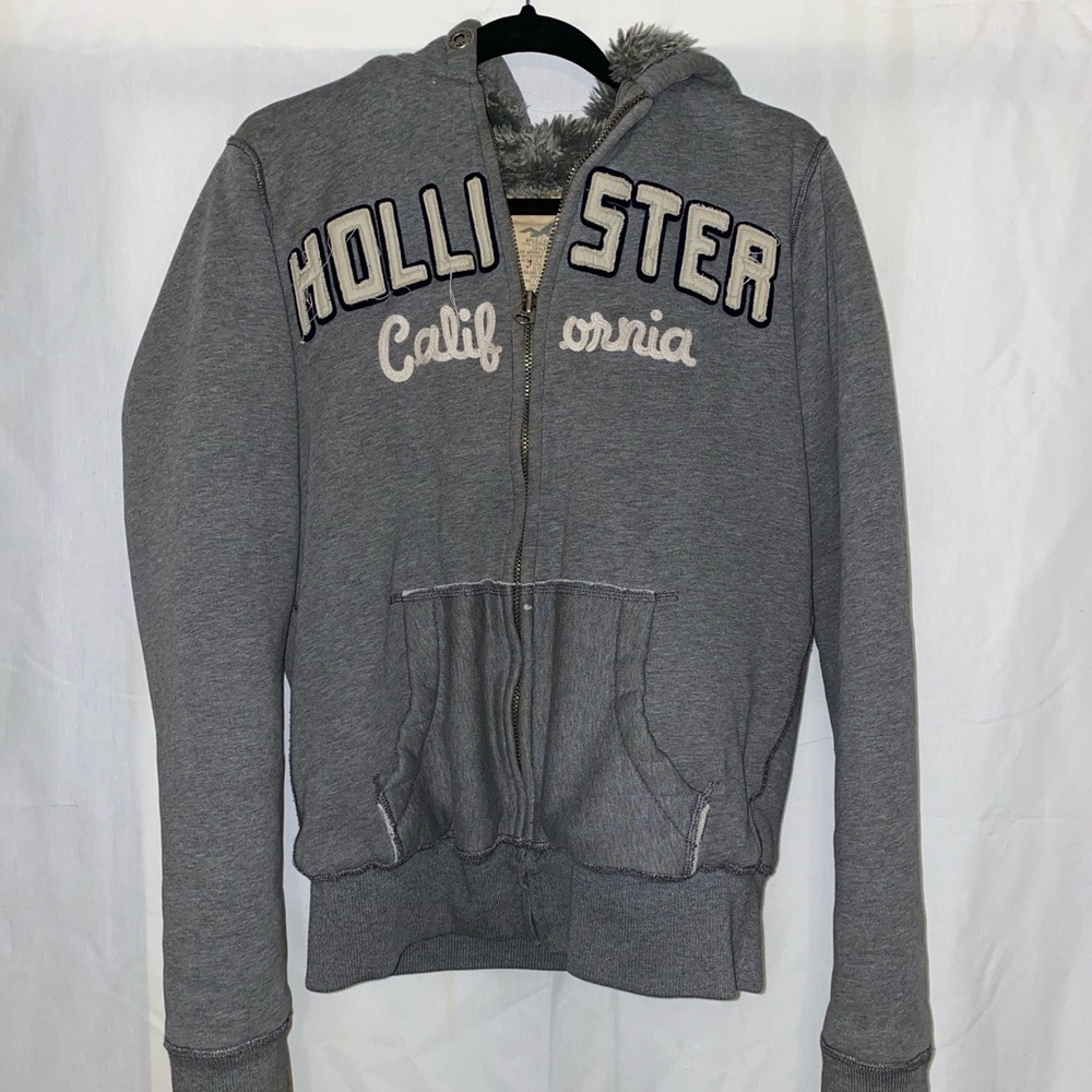 Fuzzy Hollister Zip-Up Hoodie